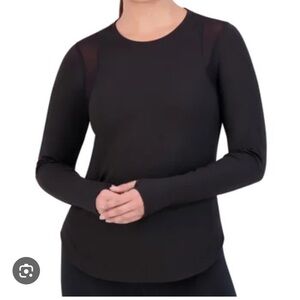 SAGE Collective Women's Mesh Long Sleeve Active Top - Black